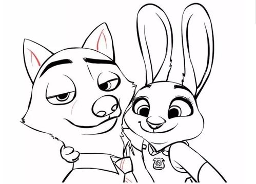 狐狸尼克和兔子朱迪疯狂动物城简笔画
