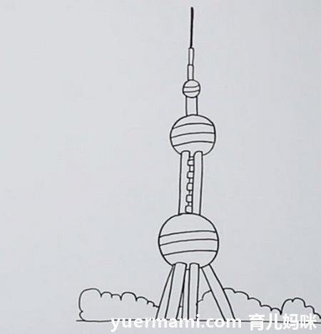 画上海东方明珠塔简笔画画一幅城堡简笔画黑白简笔画|上海外滩|临摹简