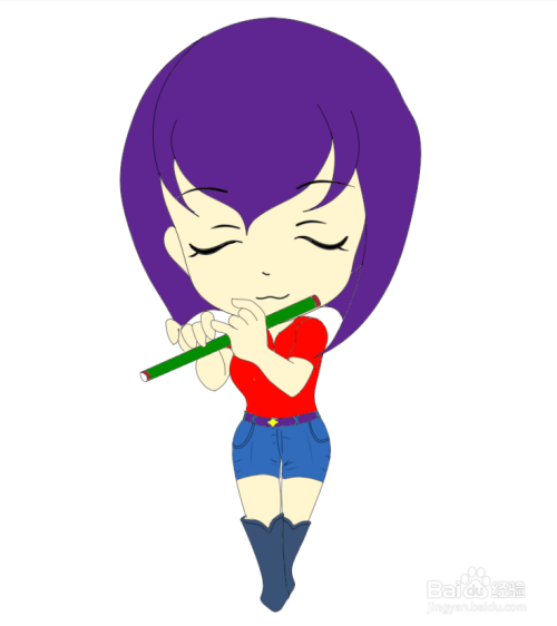 简笔画--如何画q版吹长笛的女孩