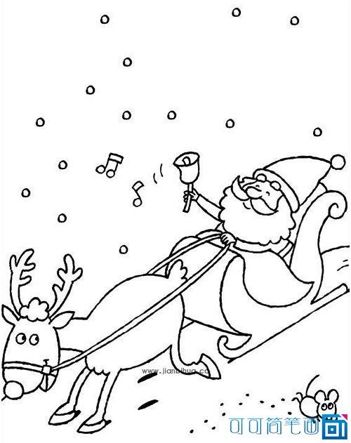 圣诞爷爷的雪橇简笔画