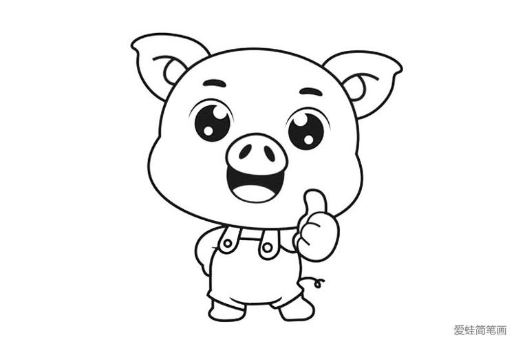 5张猪年卡通小猪形象简笔画