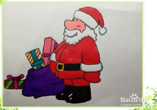 圣诞老人送礼物的简笔画怎么画
