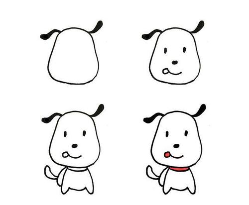 儿童简笔画可爱的小狗画法步骤图片二 动物-第1张