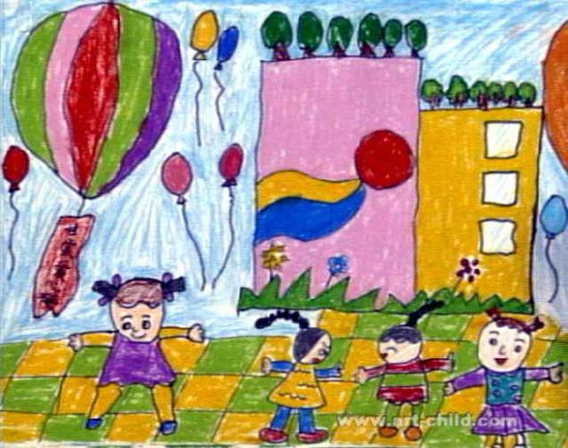简笔画 儿童画 儿童油画棒画 我们有新幼儿园啦儿童画作品欣赏