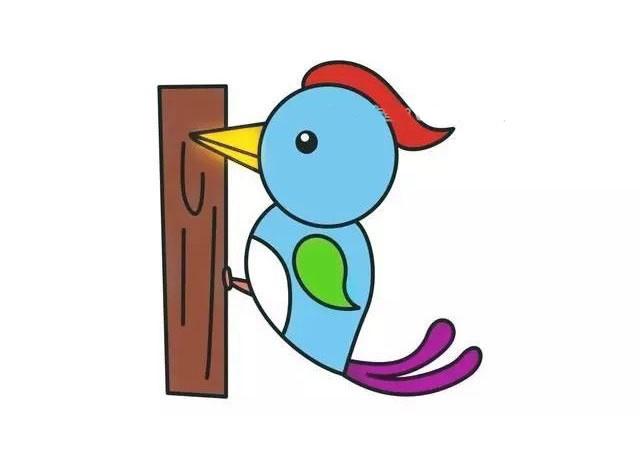啄木鸟简笔画图片带颜色