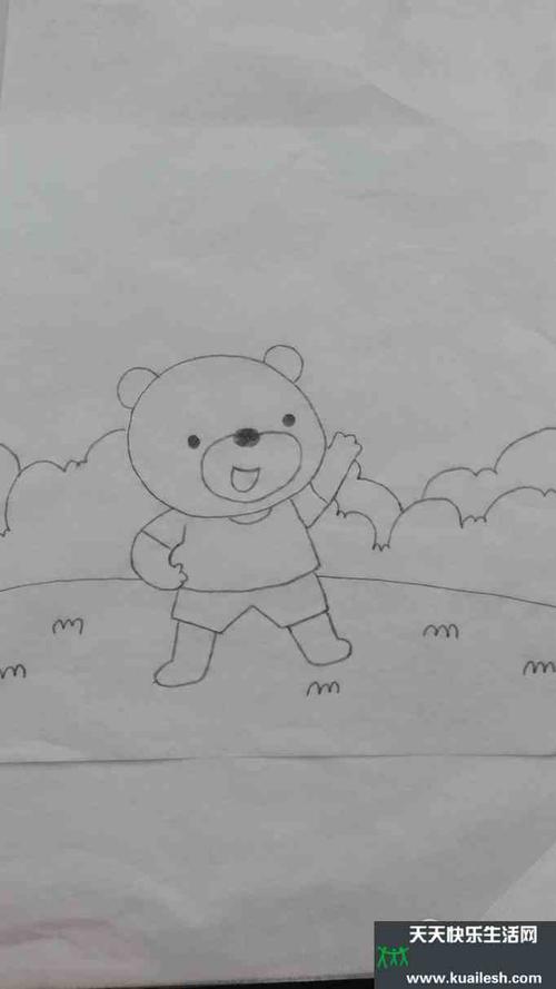 如何画小熊做早操的简笔画