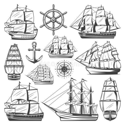 手绘 线稿 800800关键词  海浪帆船卡通船古代大船简笔画 手绘 素描