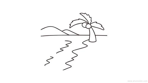 首先我们画出海边的椰子树这一篇文章告诉你海边沙滩风景简笔画怎么画