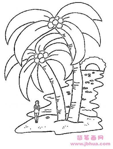 沙滩树怎么画简笔画漂亮