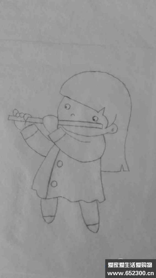 如何画吹长笛的小女孩的简笔画
