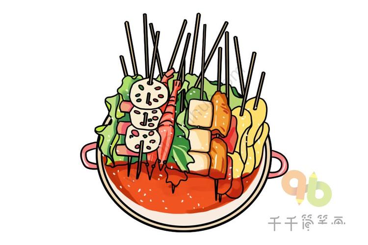 轻松学画四川火锅简笔画 美味挡不住中国的传统食物 年糕简笔画中国