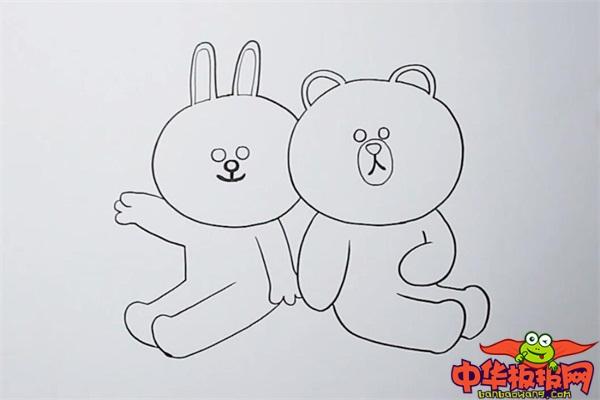 布朗熊和可妮兔简笔画 - 伴宝网