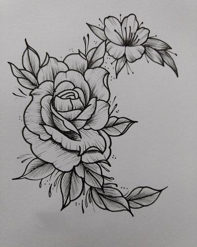 纹身简笔画玫瑰