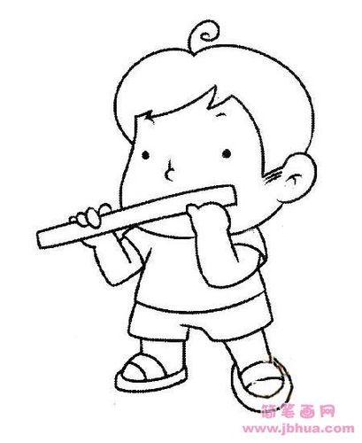 儿童吹笛子情景简笔画图片