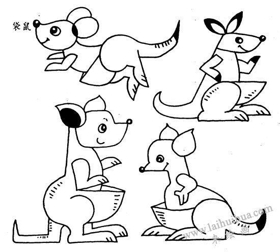 袋鼠简笔画作品图片|动物简笔画- 莱绘画网
