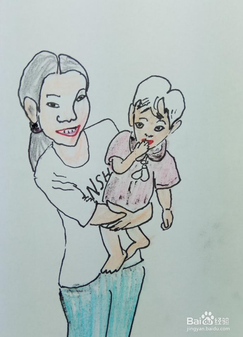 怎样画简笔画妈妈和宝宝的合影