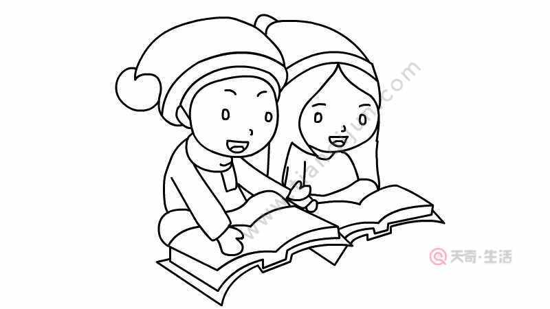 的的简笔画画法简笔画看书时的一组看书的小女孩简笔画图片素材大全