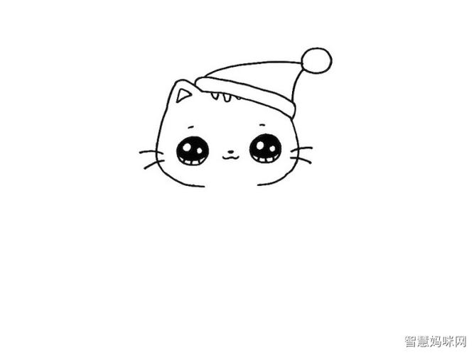 圣诞节礼物小猫简笔画画法步骤