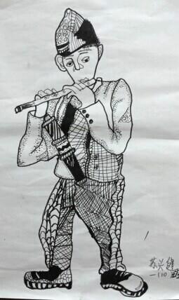 吹笛少年的简笔画法