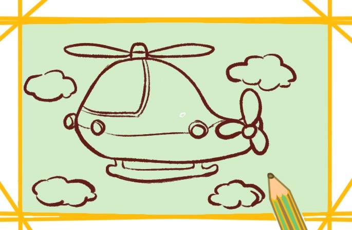 漂亮的卡通直升飞机简笔画教程步骤图片儿童简笔画零二七艺考