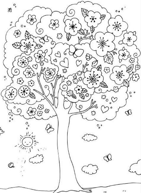 树上有花的大树简笔画