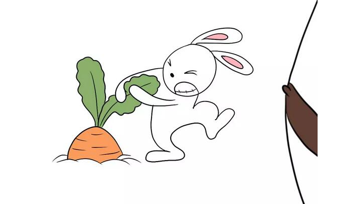 简笔画吃萝卜的兔子