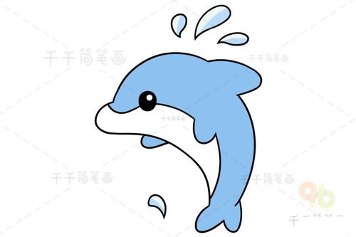 海豚简笔画图片 亲子画动物