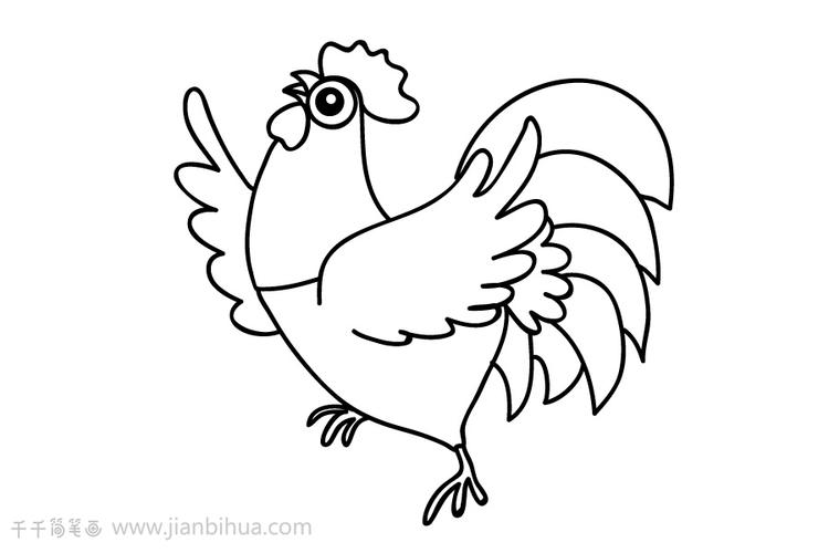 位置艺考-儿童画-儿童画画-简笔画-五颜六色的大公鸡简笔画