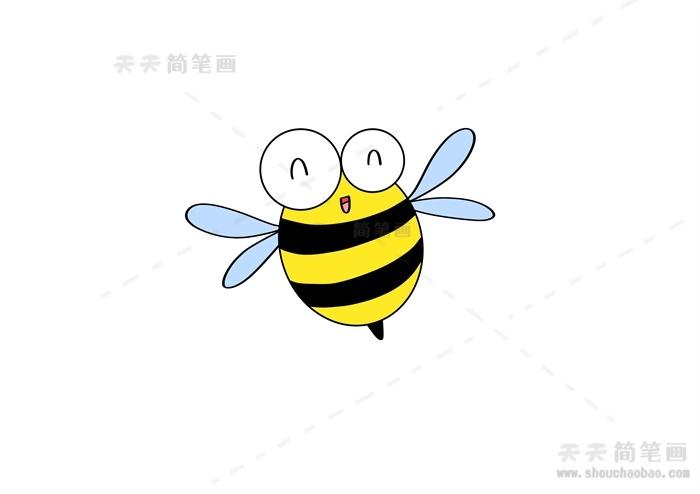 简笔画儿童蜜蜂简笔画涂色教程蜜蜂简笔画彩图模板步骤