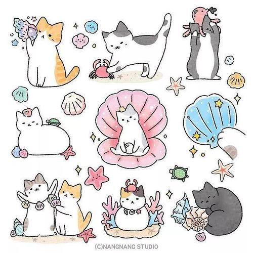 简笔画可爱小猫咪画画素材
