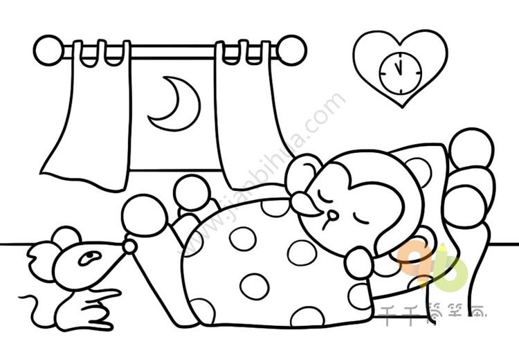 睡梦中的小猴 情景动物简笔画-儿童简笔画大全