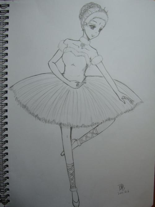 优雅的芭蕾舞者简笔画 职业人物 - 9252儿童网
