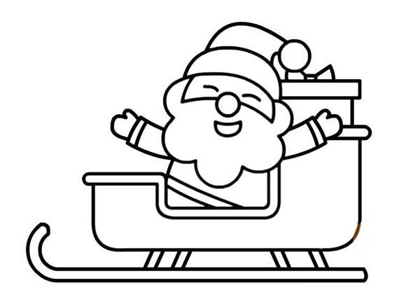 坐在雪橇上的圣诞老人简笔画画法步骤图片