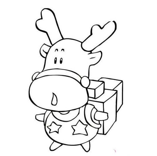 幼儿圣诞节简笔画图片可爱卡通圣诞麋鹿