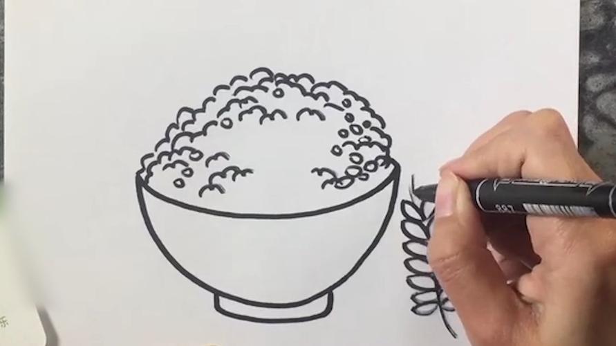 趣味简笔画如何画满满一碗米饭上色也很简单一起来学着画吧