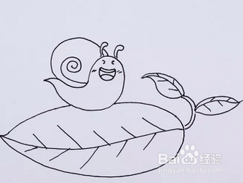 儿童简笔画 --- 两个可爱的小蜗牛一起去旅游