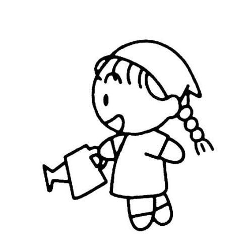 幼儿园儿童人物简笔画的图片浇花的小女孩.