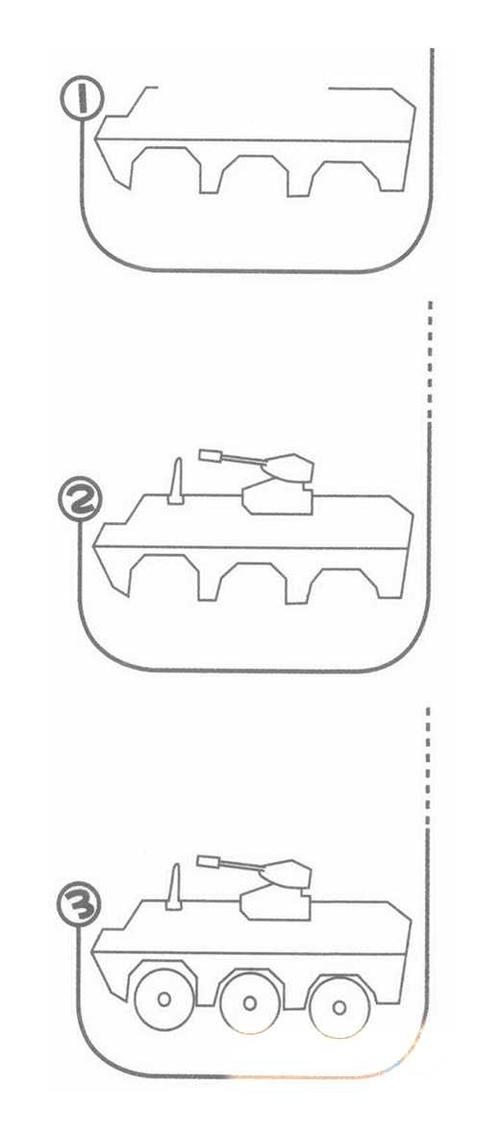 卡通装甲车的画法步骤图涂颜色 素描装甲车简笔画图片