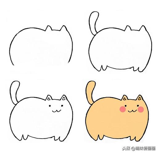 儿童简笔画小猫素材|跟着步骤画8只可爱的小猫适用初学者