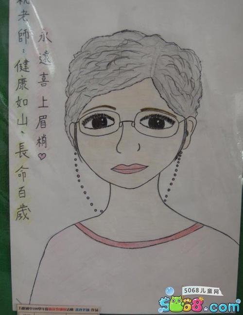 教师节儿童画图片大全-送给老师的画像自画像简笔画女生漂亮