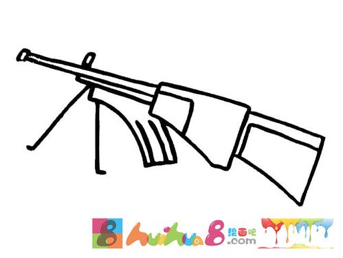 冲锋枪武器简笔画步骤图片大全二怎么画简笔画教程绘画吧-画画