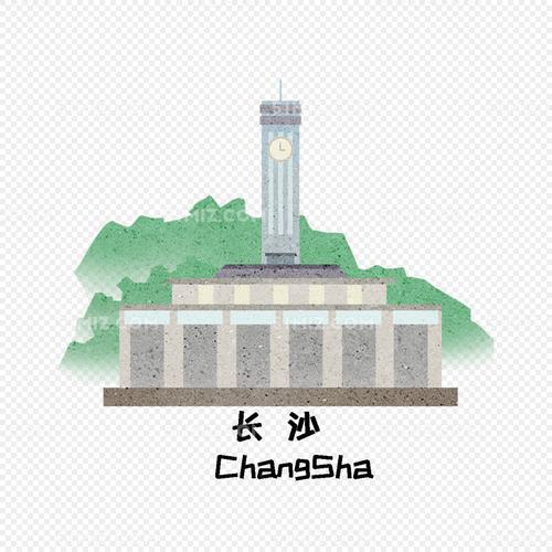 简笔画画法com 长沙湖南城市宣传设计元素材标志性建筑楼手绘线描简笔