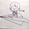 怎么画一个坐在纸飞机上的可爱小女孩卡通简笔画