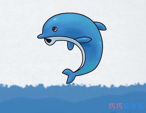 海豚的画法步骤图带颜色 海豚简笔画图片