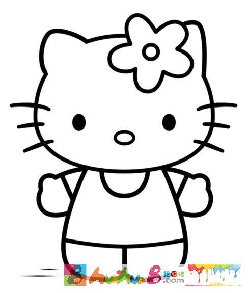 hello kitty简笔画的画法步骤教程怎么画简笔画教程绘画吧-画画
