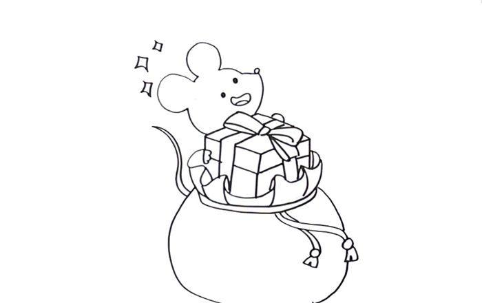 老鼠迎新年画简笔画