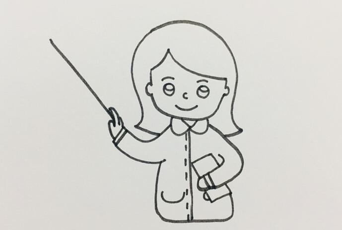 美女老师简笔画步骤教程-黄鹤楼动漫动画设计制作公司