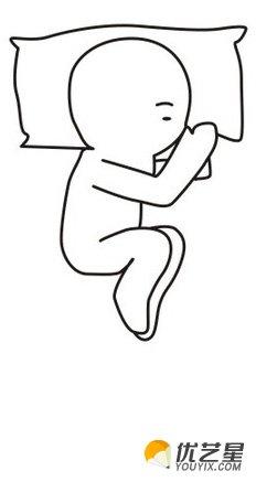 可爱小人各种睡觉姿势简笔画宝宝睡觉简笔画圆头睡着的小人简笔画