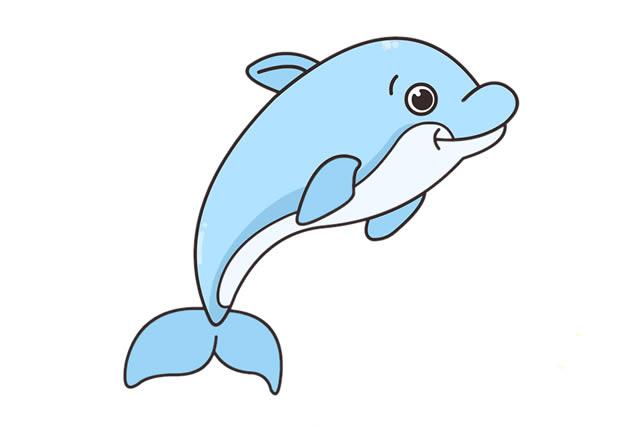 海豚简笔画海豚身体矫健而灵活善于跳跃和潜泳.