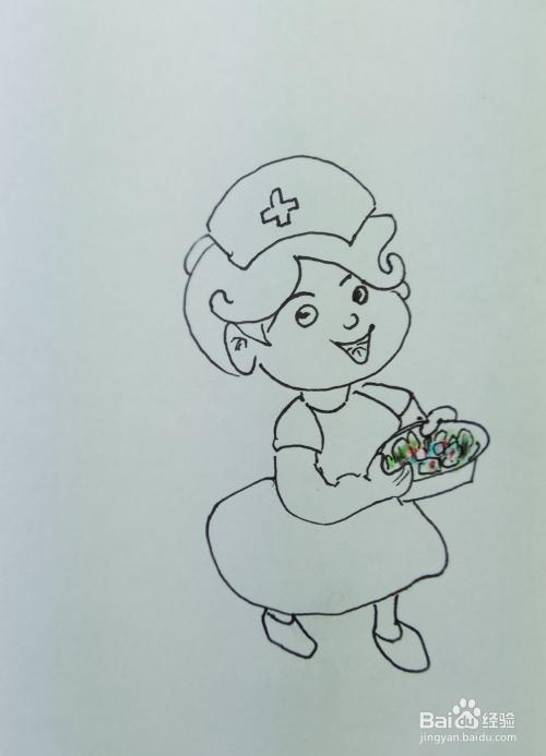 怎样画简笔画快乐工作的小护士-百度经验